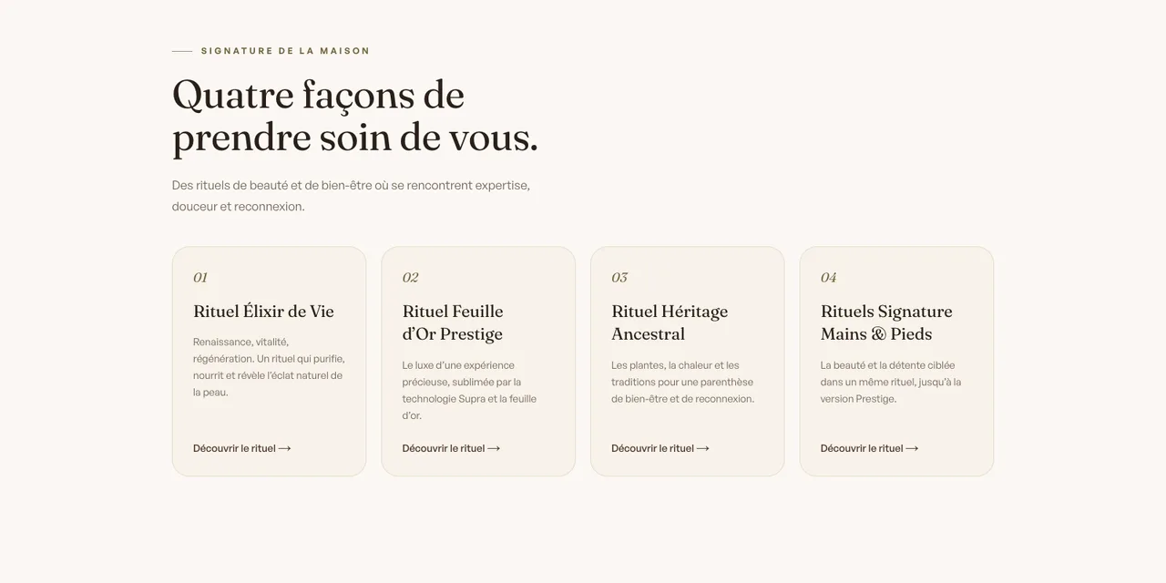 Elixivie : mettre les rituels en valeur. Capture de la section publique.