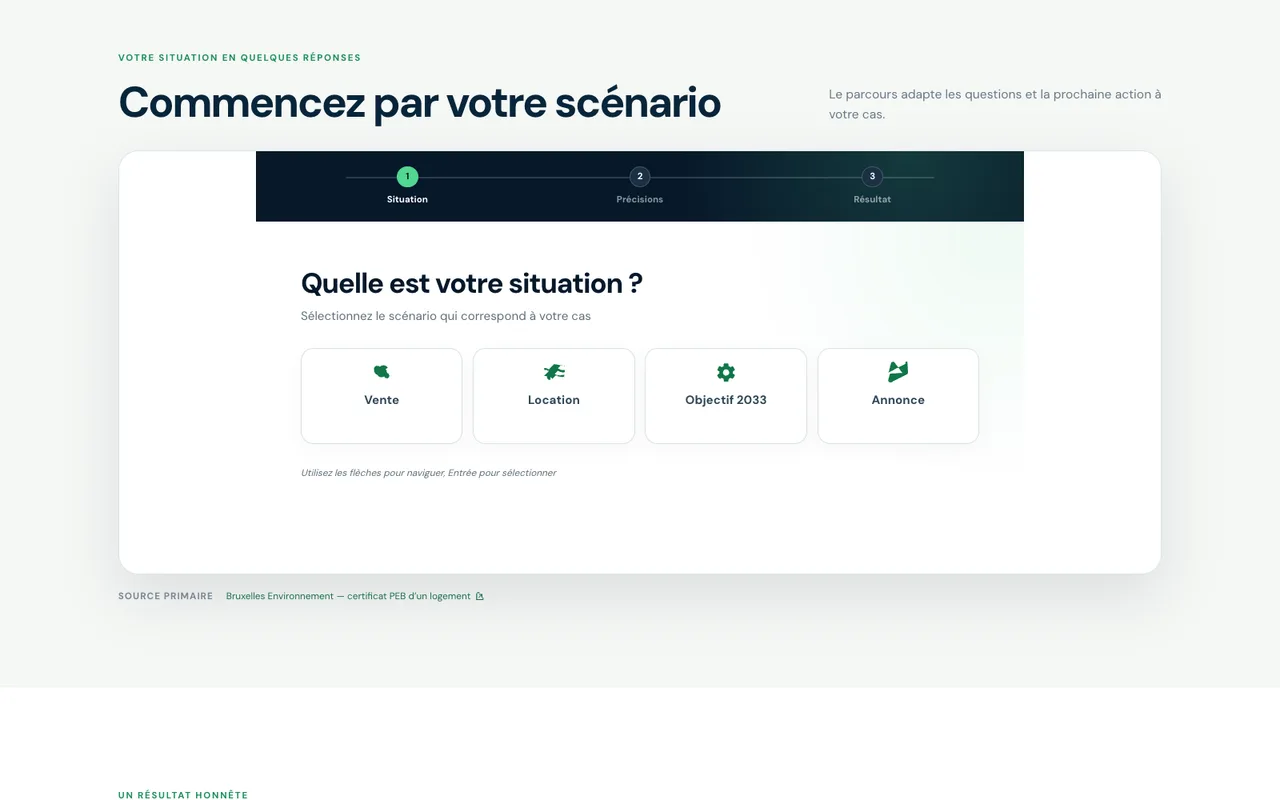 PEBify : clarifier la situation réglementaire. Capture de la section publique.