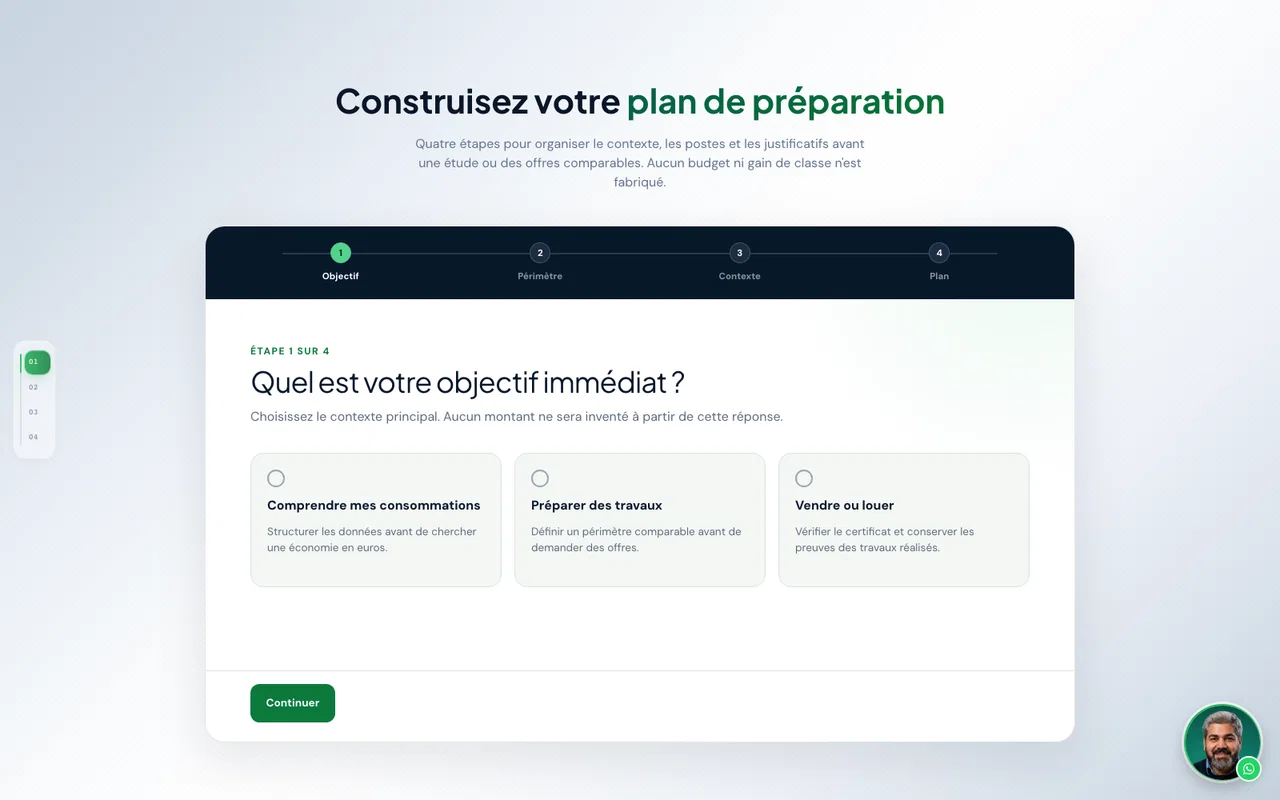 PEBify : préparer un projet de rénovation. Capture de la section publique.