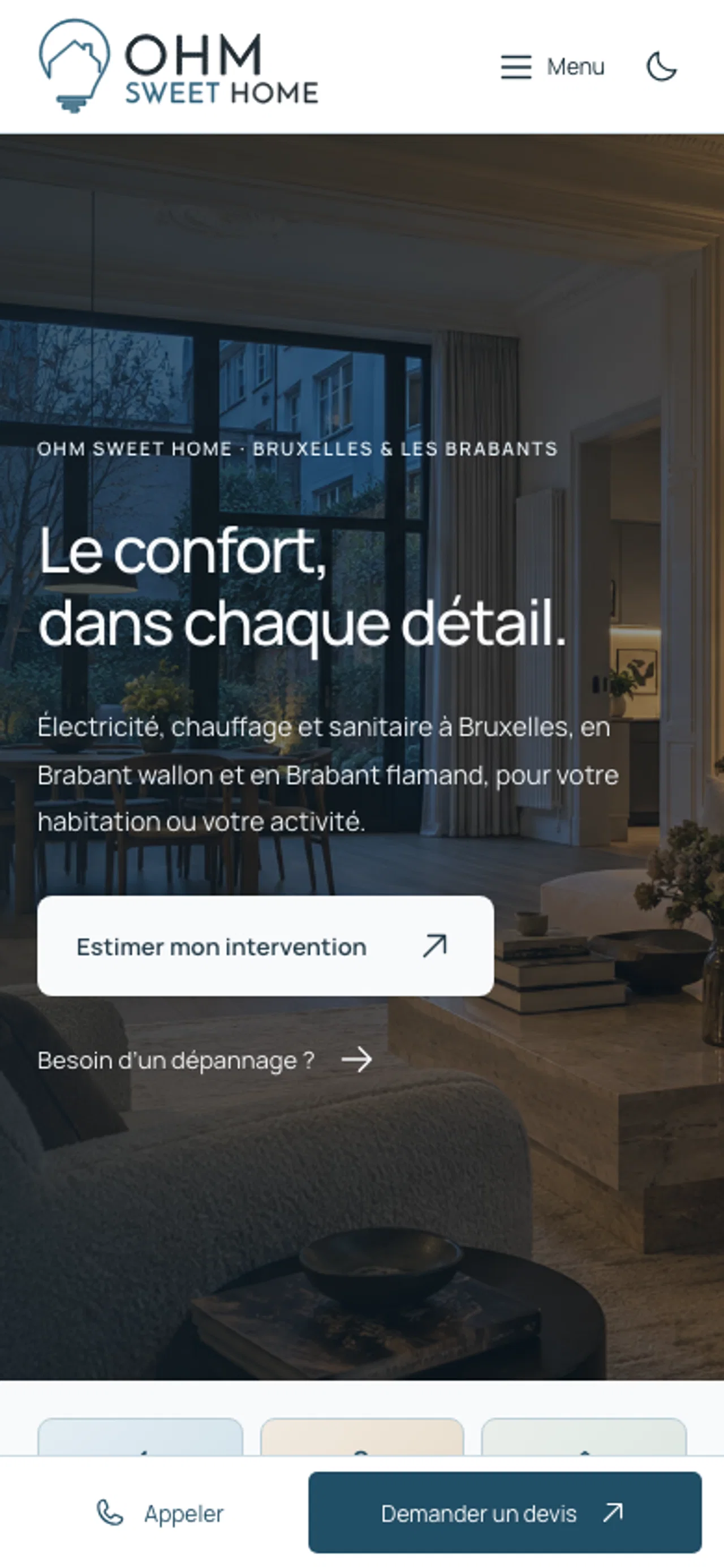 Page d’accueil de Ohm Sweet Home sur mobile