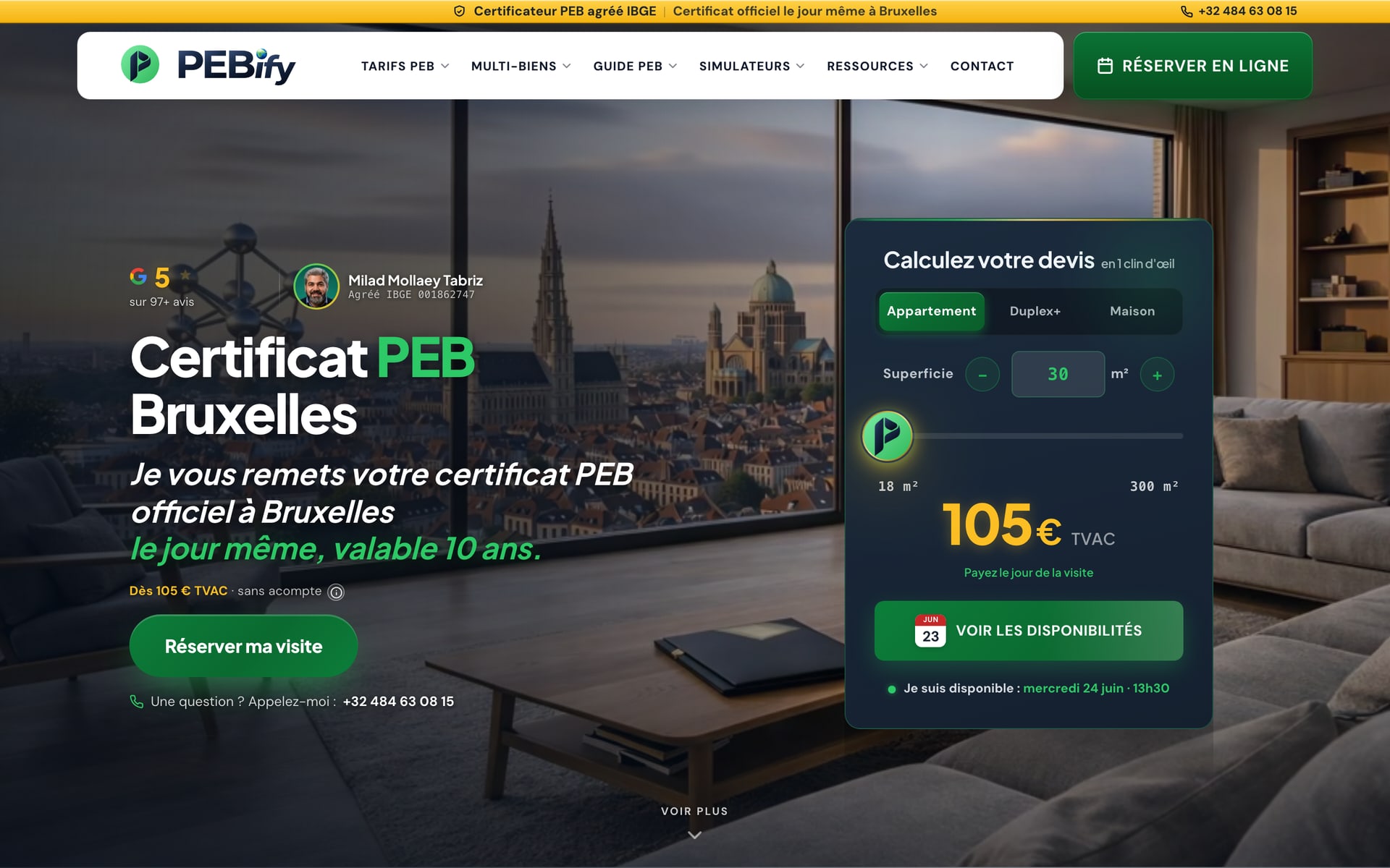 Aperçu du site PEBify, étude de cas refonte SEO et identité