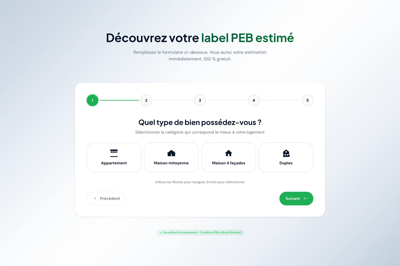 Estimateur de classe PEB : outil interactif créé pour pebify.be